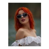 Angel Eyes Turkuaz Çerçeve Füme Cam Metal Gold Saplı Dikdörtgen Kadın Güneş Gözlüğü