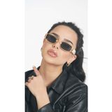 Angel Eyes YW8032B-C Dikdörtgen Gold Krem Çerçeve Siyah Piercingli Cam Kadın Güneş Gözlüğü
