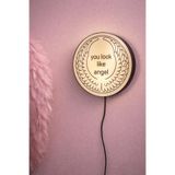 Angel Mood Yazılı LED Duvar Lambası – Melek Kanatlı Dekor Beyaz 20 x 20