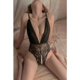 Angel Siyah Dantelli Özel Bölgesi Açık Fantazi Body