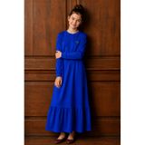 Angel&Co. Girls Clothing Kız Çocuk Mavi Uzun Kollu Maksi Tesettür Penye Elbise