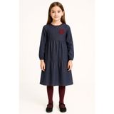 Angel&Co. Girls Clothing Lacivert Mevsimlik Pamuk Kız Çocuk Midi Elbise