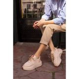Angelina Jones Bummer Kadin Siyah Cilt 5 cm Topuk Boyu Sneaker - Bej Cilt