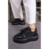 Angelina Jones Bummer Kadin Siyah Cilt 5 cm Topuk Boyu Sneaker