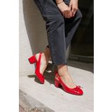 ANGELİNA JONES DORADO KADIN KIRMIZI RUGAN KALIN TOPUKLU SLINGBACK TOPUKLU AYAKKABİ