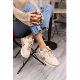 Angelina Jones Evora Kadin Siyah Sim Detayli Sneaker - Bej Simli