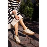 Angelina Jones Gordon Kadın Bej Cilt Leopar Garnılı Sneaker