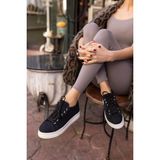 Angelina Jones Gwen Kadın Bej Keten Lastıklı Sneaker - Siyah