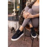 ANGELİNA JONES GWEN KADİN SİYAH KETEN LASTİKLİ SNEAKER