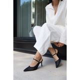 ANGELİNA JONES JENESI KADIN SIYAH SATEN TOPUKLU SLINGBACK AYAKKABI