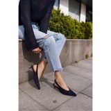 ANGELİNA JONES PELSO KADIN LACIVERT GERCEK DERI SUET MINI TOPUKLU SLINGBACK AYAKKABI