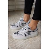 Angelina Jones Pollo Kadın Gumus Yılan Malzeme Garnılı Bagcıklı Sneaker