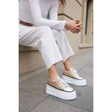 Angelina Jones Vardy Kadın Altin Pullu Bagcıklı Dolgu Taban Sneaker - Altın