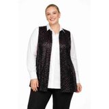 angelino butik Büyük Beden Uzun Payet Yelek – Rahat Kalıp, Basen Gizleyen Model (40–62) ND4031