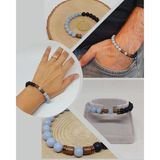 Angelit & Oniks Taşı 8mm Unisex Tasarım Bileklik Hawaii Model (3927)