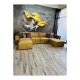 Angelo 4 Modül + 2 Puf Köşe Koltuk Takımı Bayb Face Kadife Safran Çok Renkli