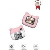 Angelphoto Dijital Fotoğraf Makinesi Çocuk Termal Resim Kağıt Baskılı Yazıcı Kamera Makinesi CMR14 Pembe