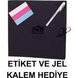Angelphoto Kişiye Özel Siyah Anı Defteri (Beyaz Kalem ve Sticker Hediyeli) Fotoğrafsız