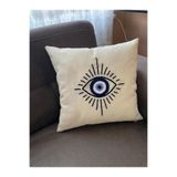 Angels' Collection Göz Motifli Punch İşlemeli Kırlent Kılıfı 4 Adet KREM 40 x 40