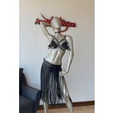 Angels Passion Püsküllü Etek ve Püsküllü Sütyen Harness Takım