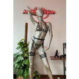 Angels Passion Siyah Deri Bdsm Fantazi Jartiyer Takım