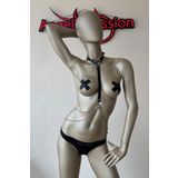 Angels Passion Siyah Deri Boyun Bel Zincirli Harness