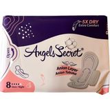 Angels Secret Gece Pedi Aktif Oksijen ve Negatif Iyonlu Hijyenik Kadın Pedi Gimdes Sertifikalı %100 Pamuk Yüzey