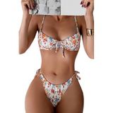 Angelsin Alt Bağlamalı Çiçek Baskılı Bikini Takımı Çok Renkli 38