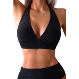 Angelsin Arkadan Bağlamalı Bikini Üstü (Çıkartılabilir Kaplı) Siyah 36