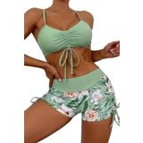 Angelsin Büzgü Ayarlı Baskılı Bikini Takımı Yeşil 40