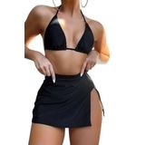 Angelsin Deniz Etekli 3 lü Bikini Takım (Çıkartılabilir Kaplı) Siyah 44