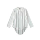 Angelsin Gömlek Görünümlü Likralı Plaj Elbisesi Pareo Cover Up Kimono (Beyaz, X-Large)