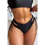 Angelsin Özel Tasarım Yandan Bağlamalı Bikini Altı - Siyah - 36