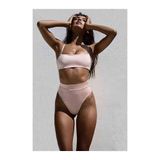 Angelsin Pembe V Kesim Yüksek Bel Bikini Takım