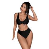 Angelsin Şık Yüksek Bel Bikini Takım (Çıkartılabilir Kaplı) Siyah 36