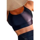 Angelsin Sırtı Çapraz Şık Tankini Bikini Üstü - 36 - Siyah