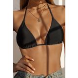 Angelsin Siyah Boyundan Bağlamalı Üçgen Bikini Üstü