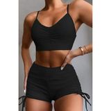 Angelsin Siyah Önden Büzgülü Bikini Üstü 80% Polyamid %20 Likra Kadınlar İçin Şık Tasarım - 36