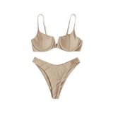 Angelsin Üstü V Göğüs Dekolteli Bikini Takım Bej 42