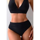 Angelsin Yandan Büzgülü Kadın Bikini Altı 1 Parça Türkiye Menşeli Rahat Tasarım - Siyah - 34
