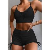 Angelsin Yanlardan Ayarlı Büzgülü Deniz Şortlu Tankini Bikini Takım