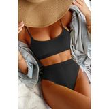 Angelsin Yüksek Bel Özel Kumaş Bikini Altı - Siyah - 34