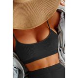 Angelsin Yüksek Bel Özel Kumaş Tankini Bikini Üstü - Siyah - 36