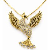 AngelViva 925 Ayar Gümüş - Altın Rengi Kaplama Zirkon Taşlı Anka Kuşu Kolye | Şık Doğum Günü, Yıldönümü, Sevgililer Günü Hediyesi 42 cm