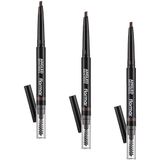 Angled Brow Fırça Başlıklı & Asansörlü Ucu Açılı Kaş Kalemi (3 paketi)