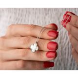 angora Van Cleef Stil Sedef Yonca Kolye 925 Ayar Gümüş Beyaz Sedef Taşlı Yonca Kolye