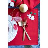 Anı Home 8'li Beyaz Çan Detaylı Kırmızı Duck Kumaş Yılbaşı Serisi Amerikan Servis Takımı - 35 x 40 cm - Kırmızı - Gold
