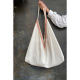 Anı Home Keten Kırmızı Kare Şeritli Bag Plaj Ve Omuz Çantası