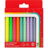 Anı Ofis Kırtasiye 10'lu Karışık Fosforlu Kalem Seti Neon Pastel Tropik Renkler Kesik Uçlu 1-5 mm