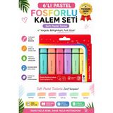 Anı Ofis Kırtasiye 6'lı Pastel Fosforlu Kalem Seti - Soft Pastel Tonlar - Kesik Uçlu 1-5 mm Işaretleme Kalemi